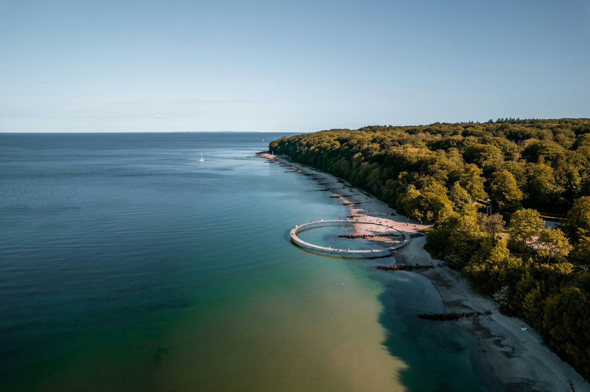 Aerial Drone Shot of the Famous Infinite Bridge in Aarhus, Denmark