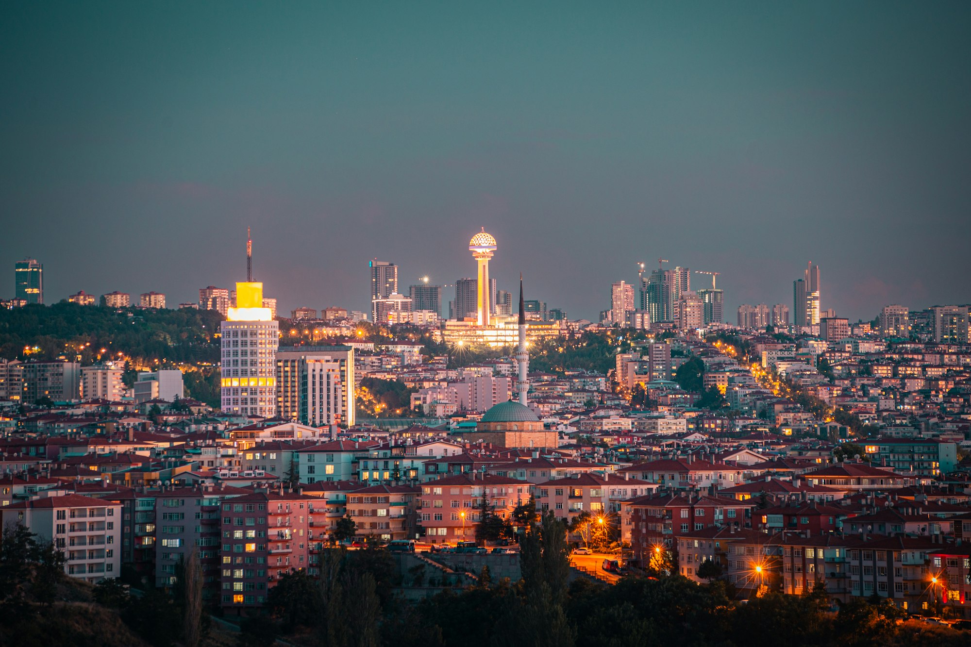 General view of Ankara during twilight