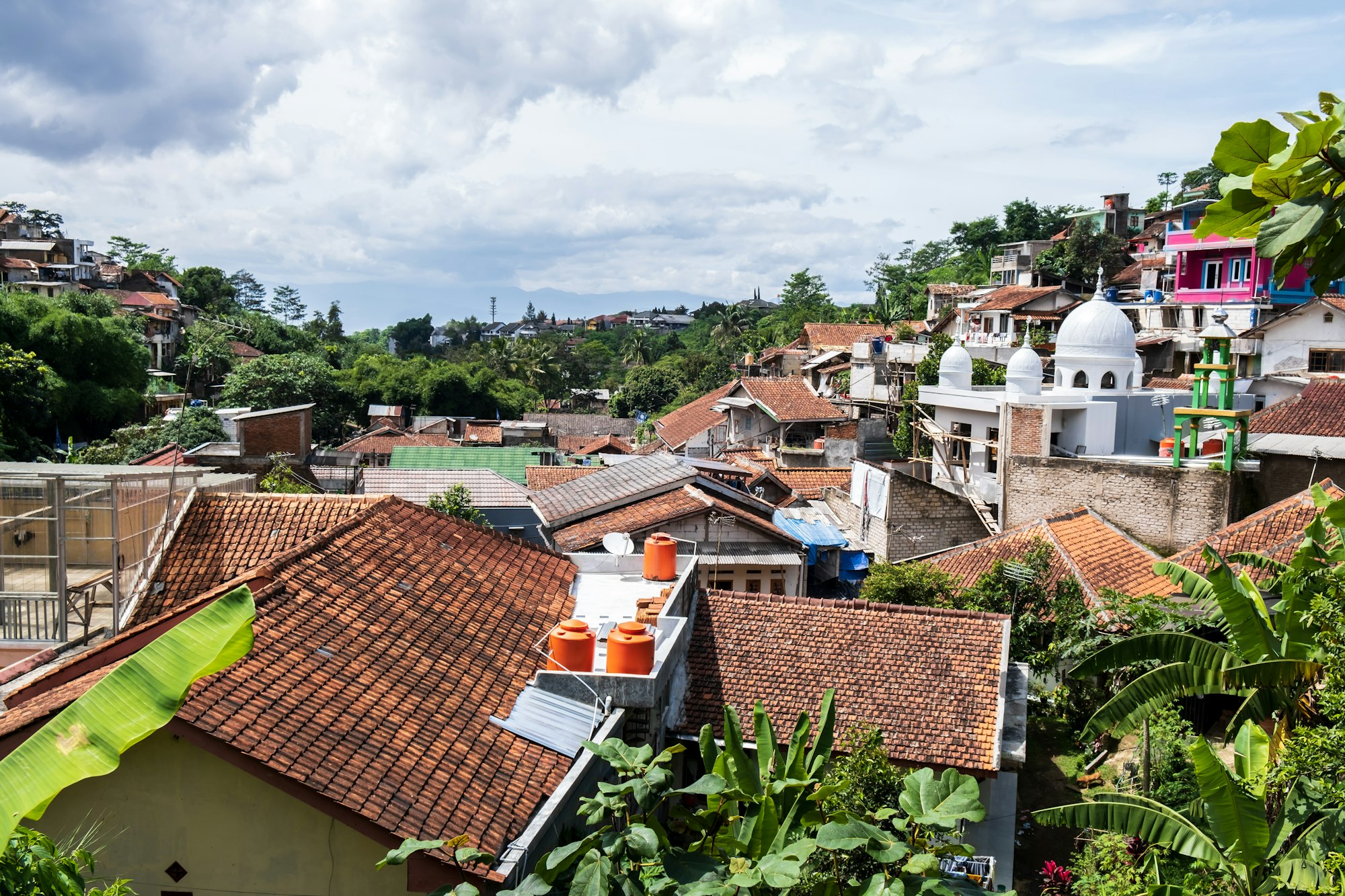 The roof view of a village in Bandung, Indonesia